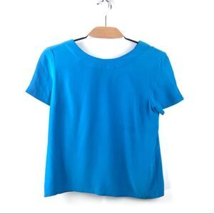 𝅺AMANDA Uprichard Blue Silk Short Sleeved Top M